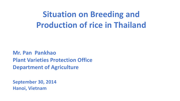 production of rice in thailand