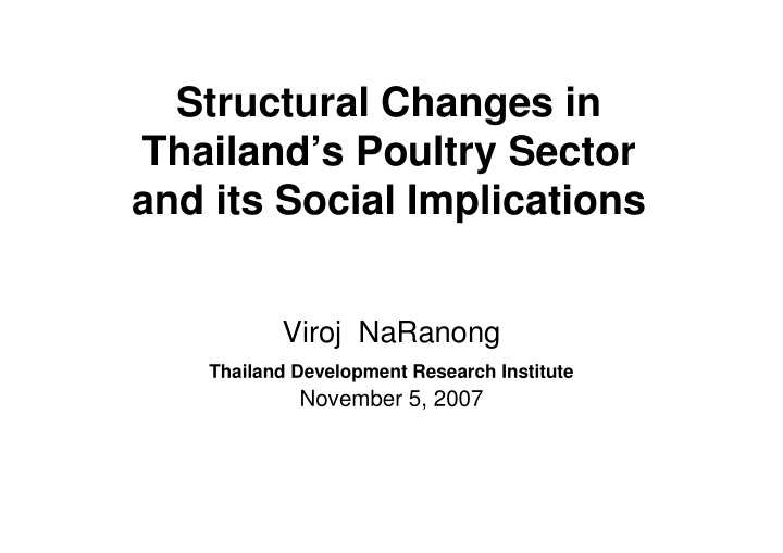 structural changes in thailand s poultry sector and its