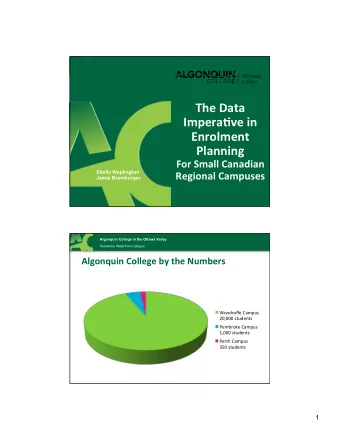 Regional Campuses  Shelly Waplington  Jamie Bramburger  Algonquin College in the Ottawa Valley