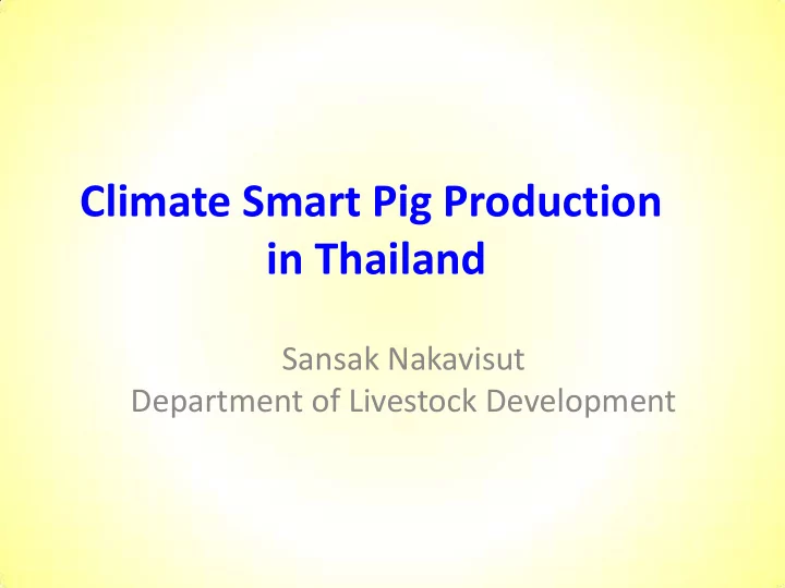 climate smart pig production