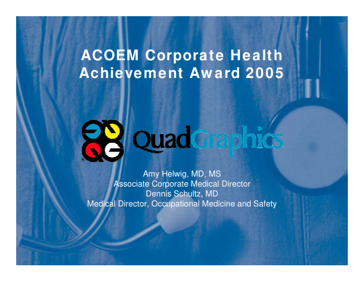 acoem corporate health achievement aw ard 2005