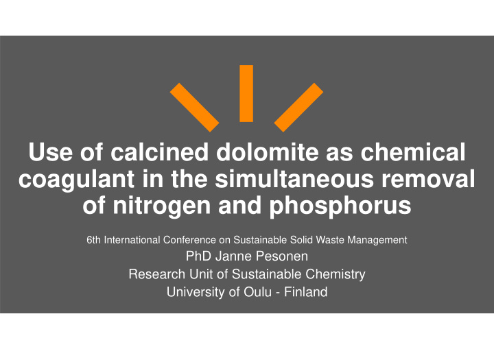 use of calcined dolomite as chemical coagulant in the