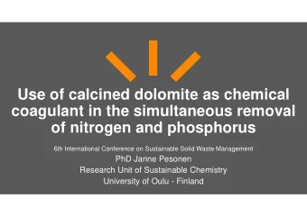 Use of calcined dolomite as chemical  coagulant in the simultaneous removal  of nitrogen and