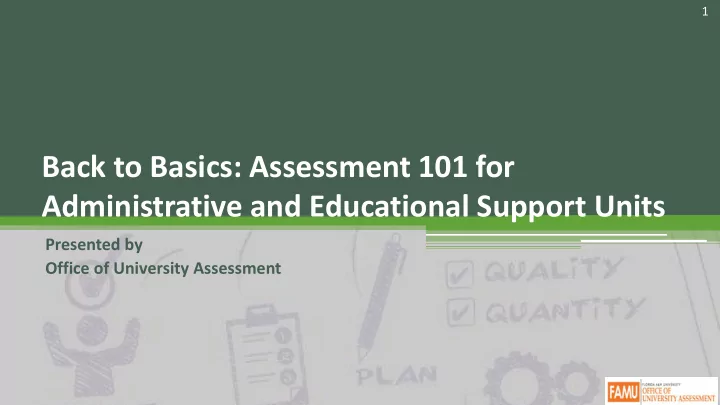 back to basics assessment 101 for