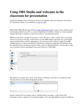 Using OBS Studio and webcams in the  classroom for presentation  Created by Matthew Peters,