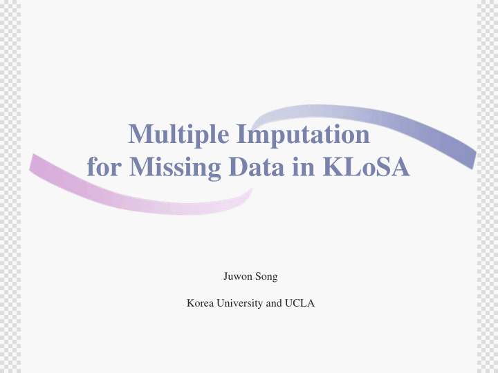 multiple imputation for missing data in klosa