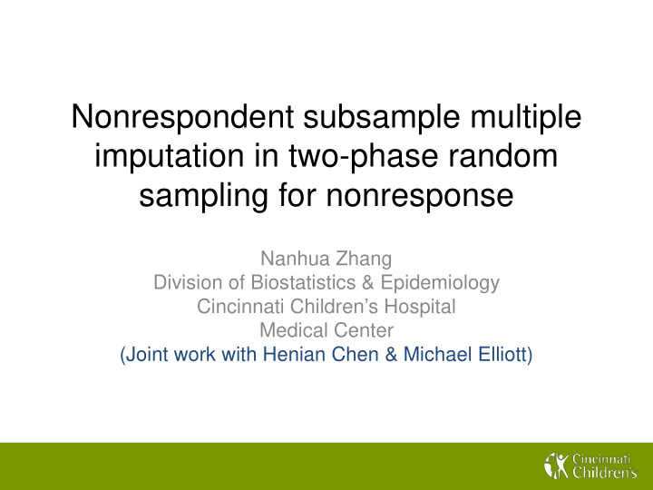 nonrespondent subsample multiple imputation in two phase