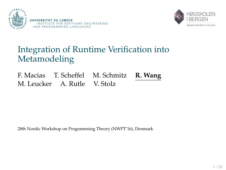 integration of runtime verification into metamodeling