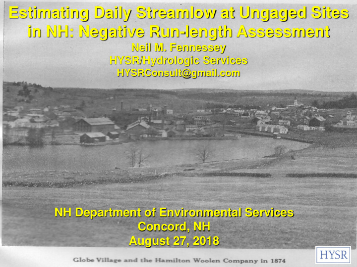 estimating daily streamlow at ungaged sites in nh