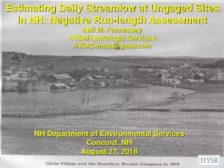 estimating daily streamlow at ungaged sites in nh