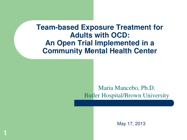 team based exposure treatment for adults with ocd an open