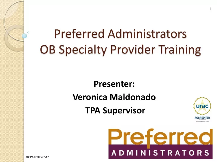 ob specialty provider training