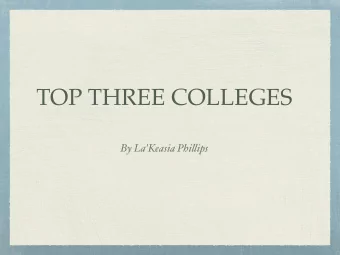 TOP THREE COLLEGES By La'Keasia Phi ! ips  I'm majoring in an obstetrician  I like babies  It's
