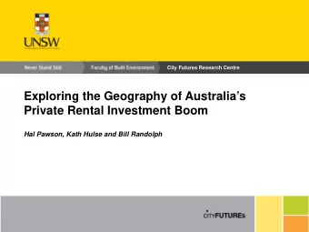 Exploring the Geography of Australias  Private Rental Investment Boom  Hal Pawson, Kath Hulse
