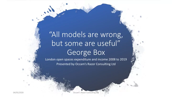 all models are wrong but some are useful george box