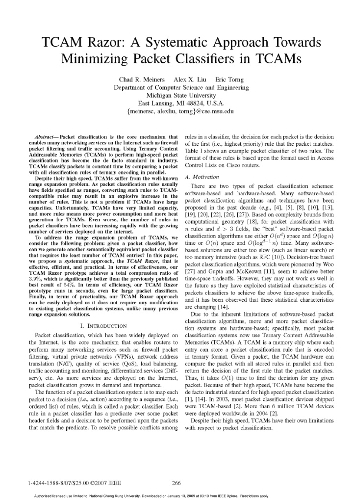 heat generation because the energy consumed by a tcam