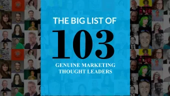 103  GENUINE MARKETING  THOUGHT LEADERS  2  BIG  NAMES  WORTH  KNOWING  Not all big names are true