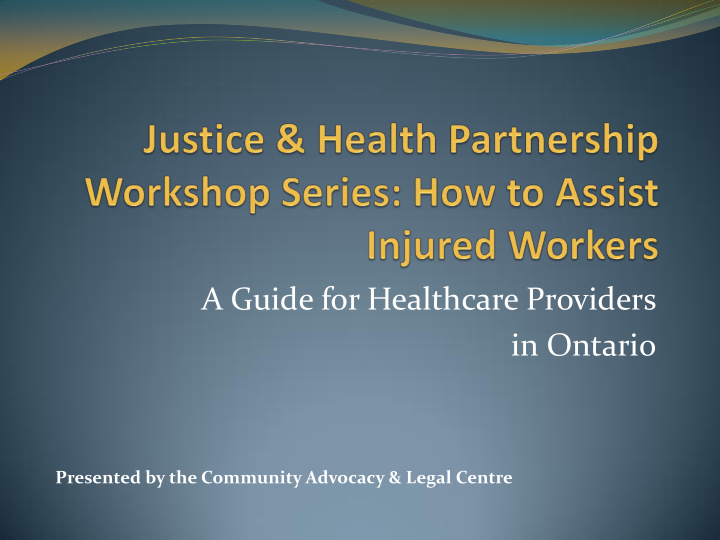 a guide for healthcare providers in ontario