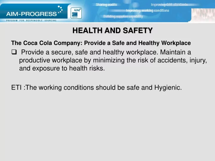 health and safety