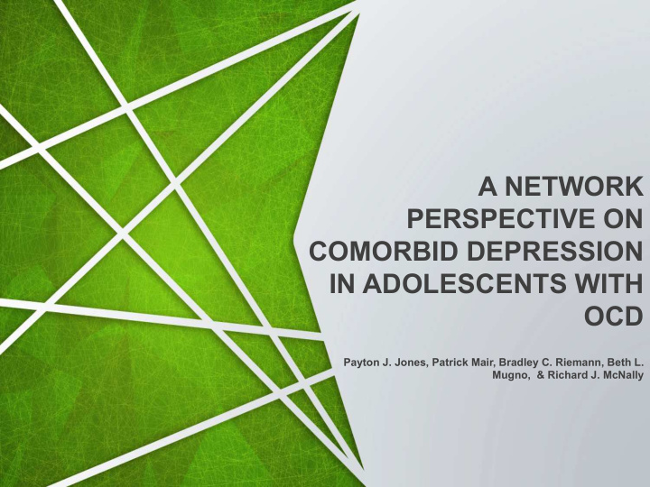 a network perspective on comorbid depression in