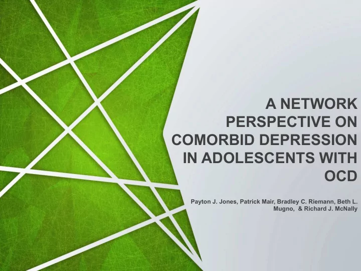 a network perspective on comorbid depression in