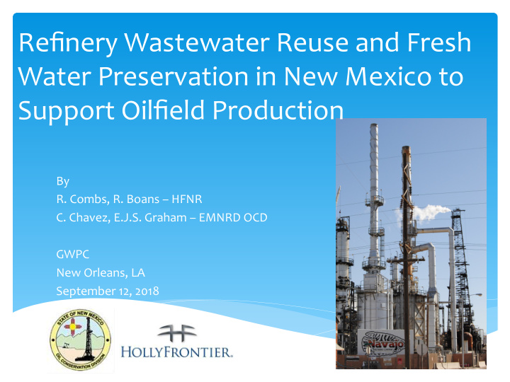 refinery wastewater reuse and fresh water preservation in