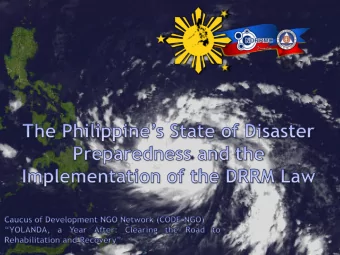 IV. Accomplishments for Thematic Area  V.  Results of On-going Consultation  re  RA10121 Summit/