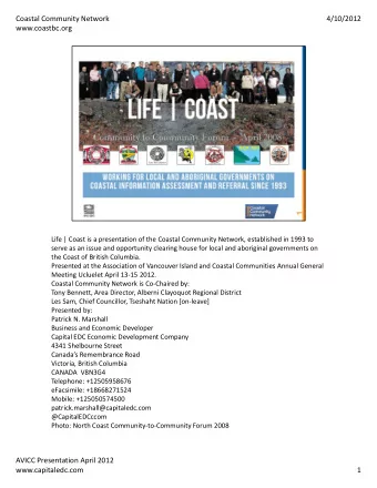 Coastal Community Network  4/10/2012  www.coastbc.org Life | Coast is a presentation of the Coastal