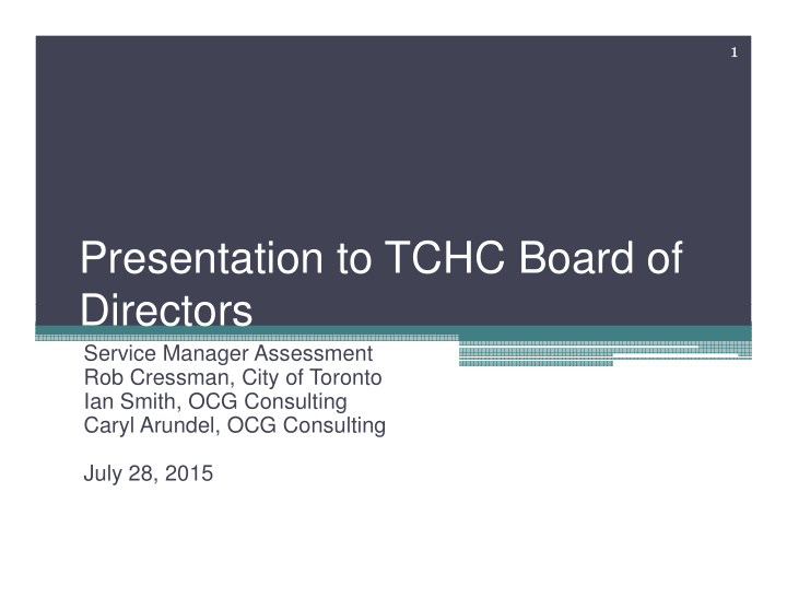 presentation to tchc board of directors directors