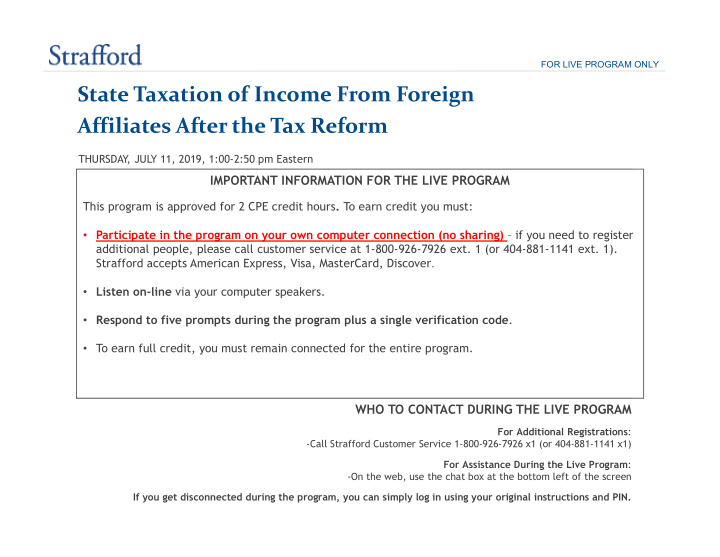 state taxation of income from foreign affiliates after