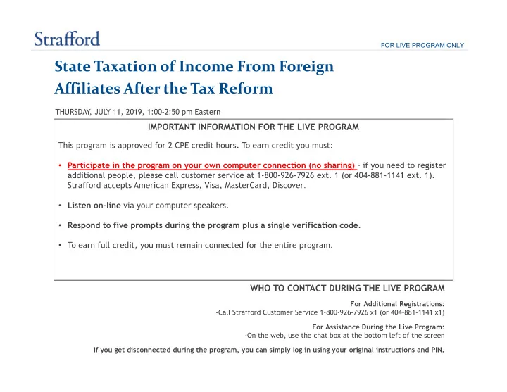 state taxation of income from foreign affiliates after