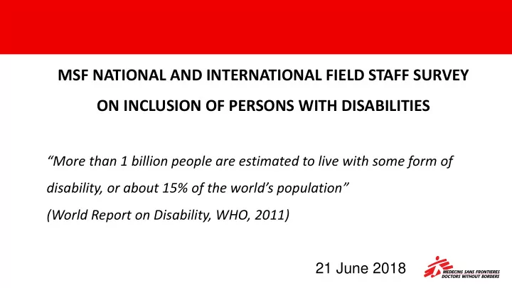 msf national and international field staff survey