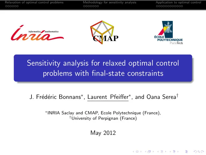 sensitivity analysis for relaxed optimal control problems
