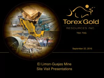 Site Visit Presentations  Safe Harbour Statement  ADDITIONAL INFORMATION ON THE MINERAL RESOURCE