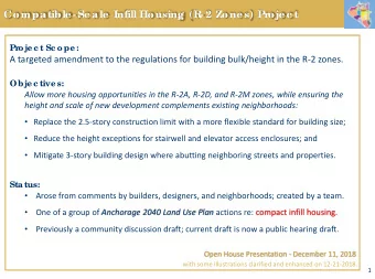 Compatible - Sc ale  Infill Housing (R- 2 Zone s) Proje c t  Pr  oje c t Sc ope :  A targeted