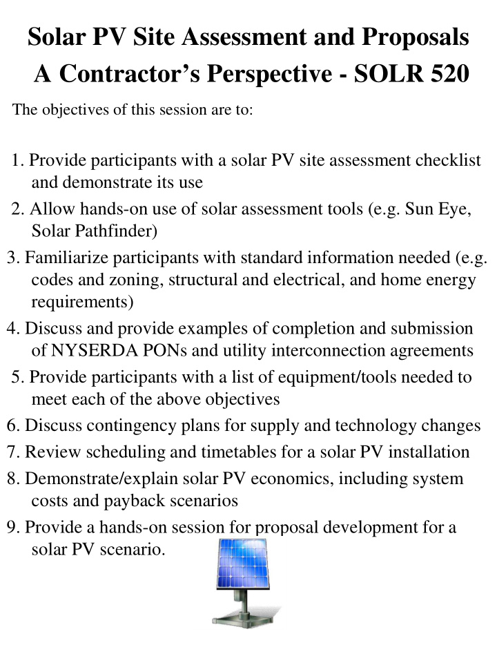 solar pv site assessment and proposals a contractor s