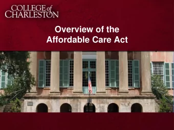 Overview of the  Affordable Care Act  What is the Affordable Care Act  (ACA)?  Federal law