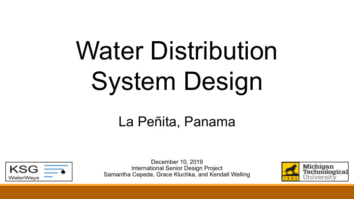 water distribution system design