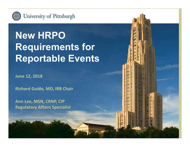 new hrpo requirements for reportable events