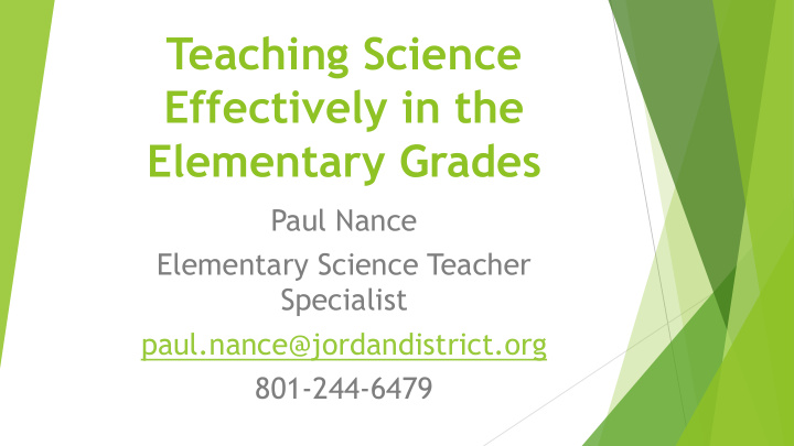 teaching science effectively in the elementary grades