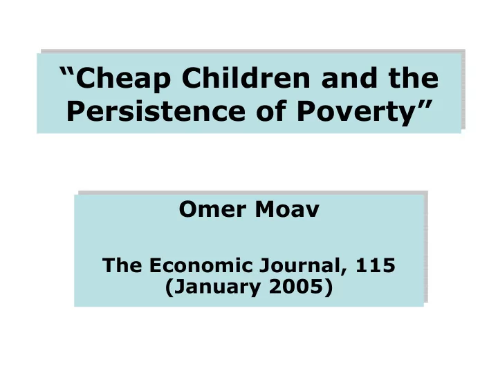 cheap children and the cheap children and the persistence