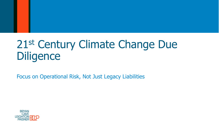 21 st century climate change due diligence