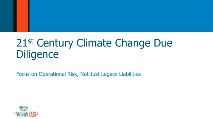 21 st century climate change due diligence