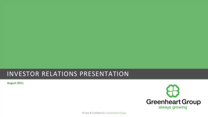 investor relations presentation