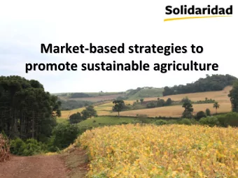 Market   based strategies to based strategies to  Market promote sustainable agriculture