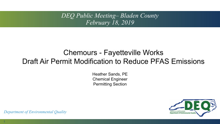 chemours fayetteville works draft air permit modification