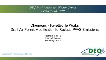 Chemours - Fayetteville Works  Draft Air Permit Modification to Reduce PFAS Emissions  Heather