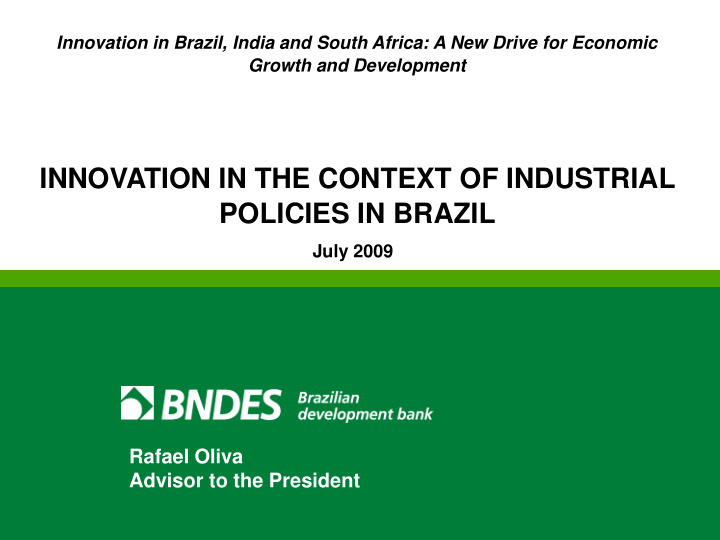 innovation in the context of industrial policies in brazil