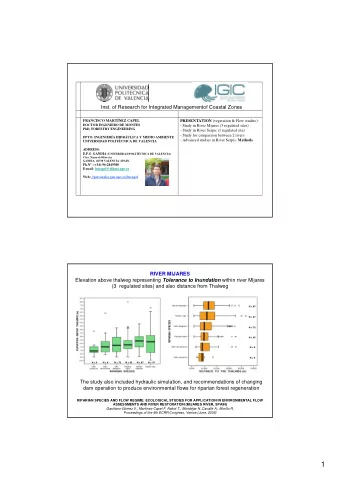 1  RIVER SERPIS Elevation above thalweg representing Tolerance to Inundation within river Serpis