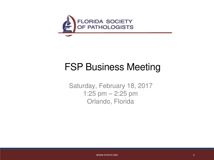 fsp business meeting